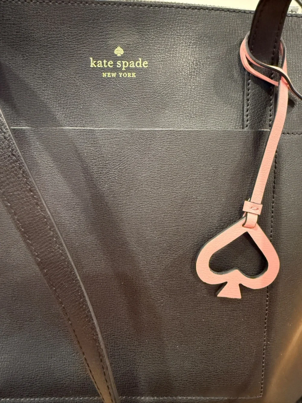 Kate Spade Patrice Black Leather Zipper Closure Shoulder Tote Purse Bag Charm